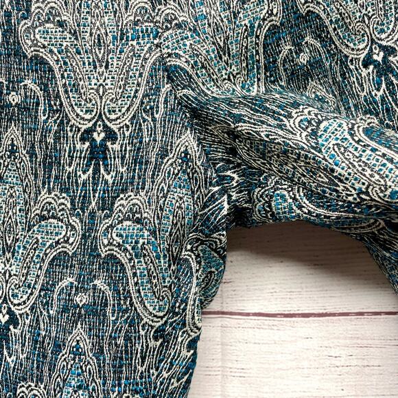 Oscar de la Renta Green Metallic Silver Woven Paisley Pattern pants size 8 NWT - Picture 5 of 14